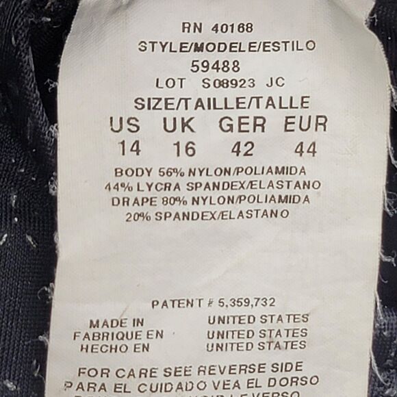 Miraclesuit One Piece Swimsuit Surplice Neck Ruched Bodice in Black/Silver 14 - Picture 8 of 12